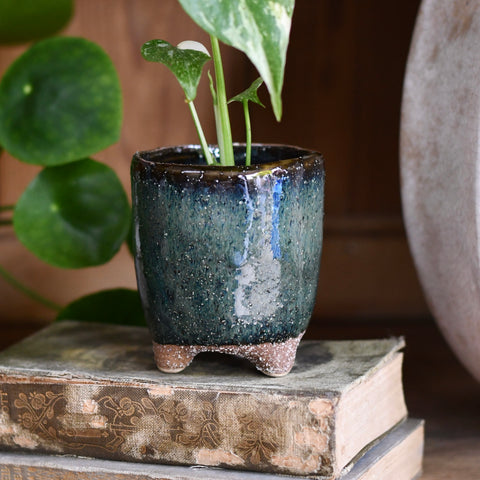 Petrol Blue Pot with Feet (D8 H8cm)