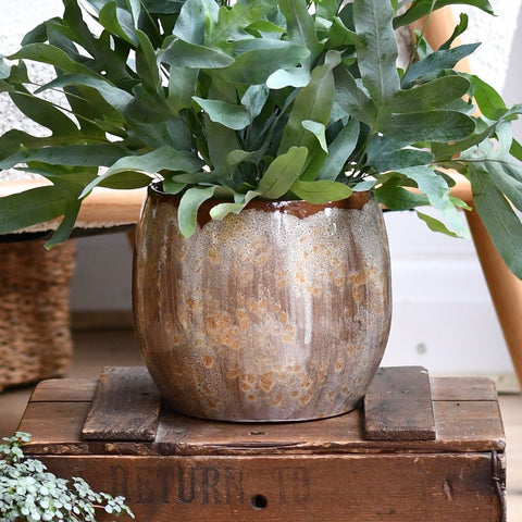 Suus Latte Ceramic Pot 16cm – Warm Reactive Glaze Planter