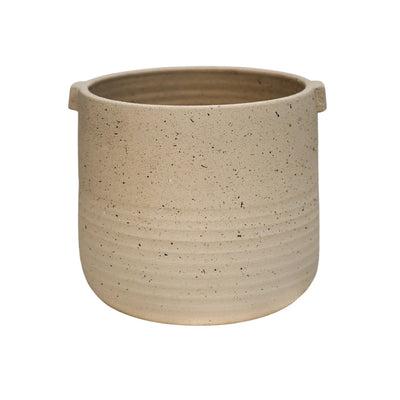 Oat stoneware handle planter (21cm pot)