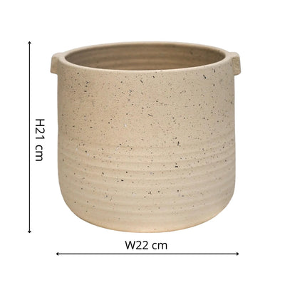 Oat stoneware handle planter (21cm pot)