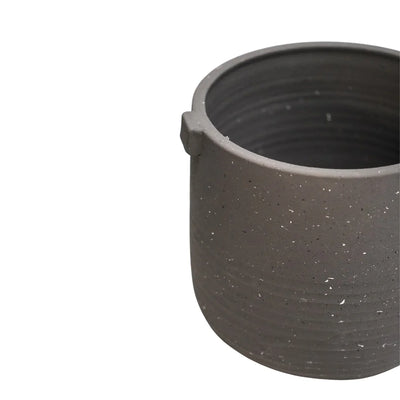 Slate grey stoneware handle planter (17cm)