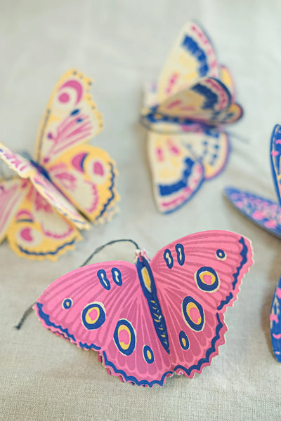 Butterflies Paper Decorations – Set of Four Handmade Ornaments