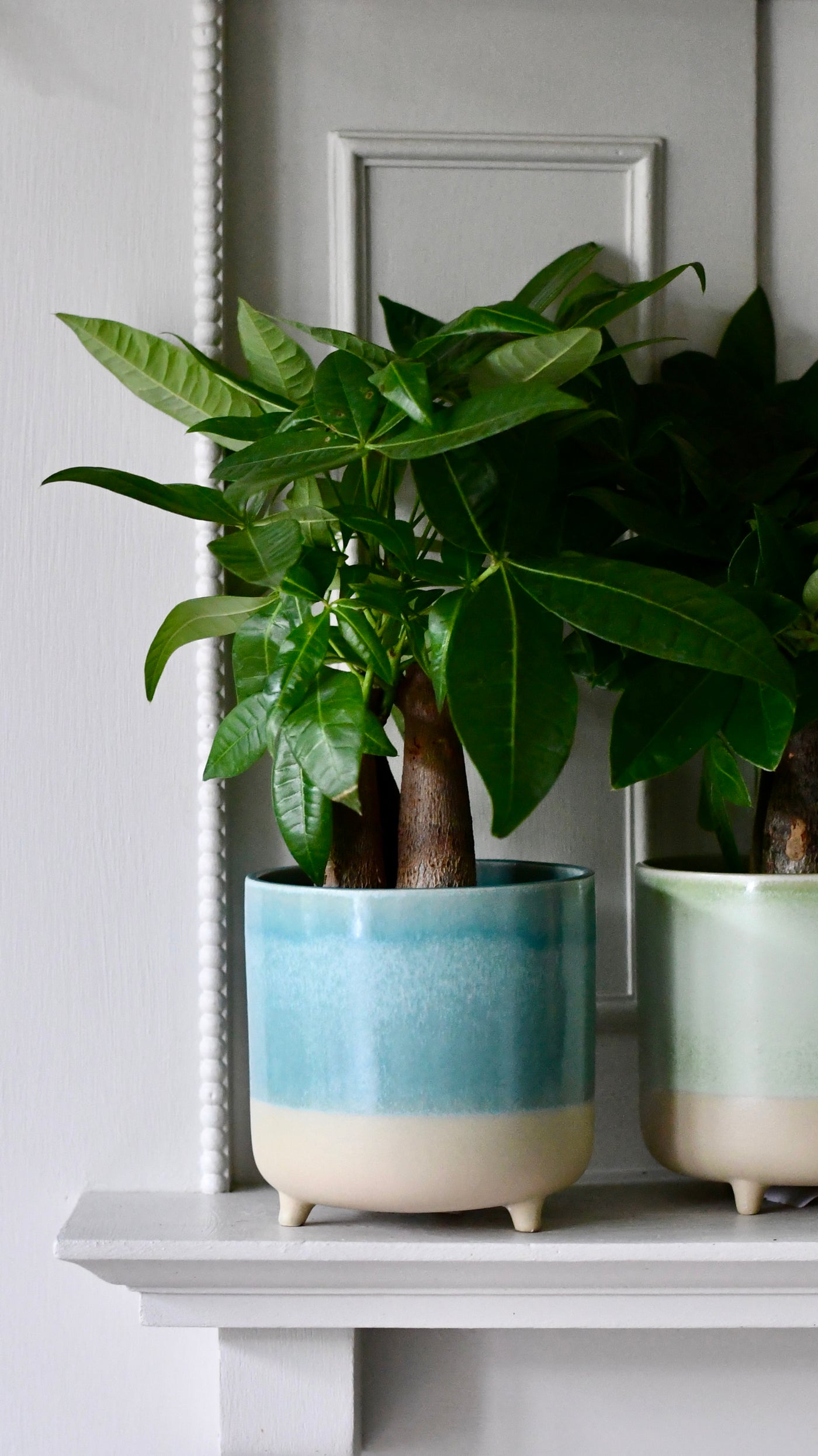 3 Leg Ceramic Reactive Glaze Indoor Plant Pot Mint Aqua (9cm pot)