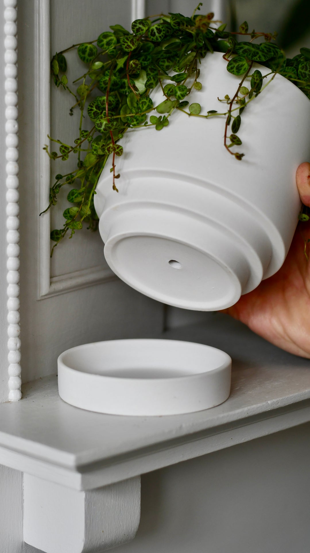 The Camden Collection – 13cm Green Ceramic Planter with Saucer