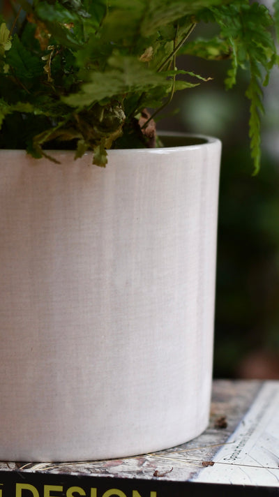Taupe Planter, Linen Effect, 15cm