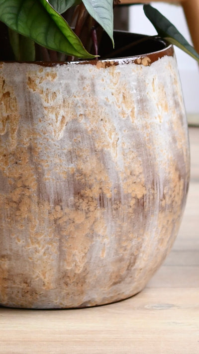 Suus Latte Ceramic Pot 16cm – Warm Reactive Glaze Planter