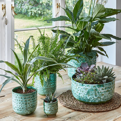 Reactive Glaze Planter | Ceramic Plant Pot | Emerald 18cm Plant Pot