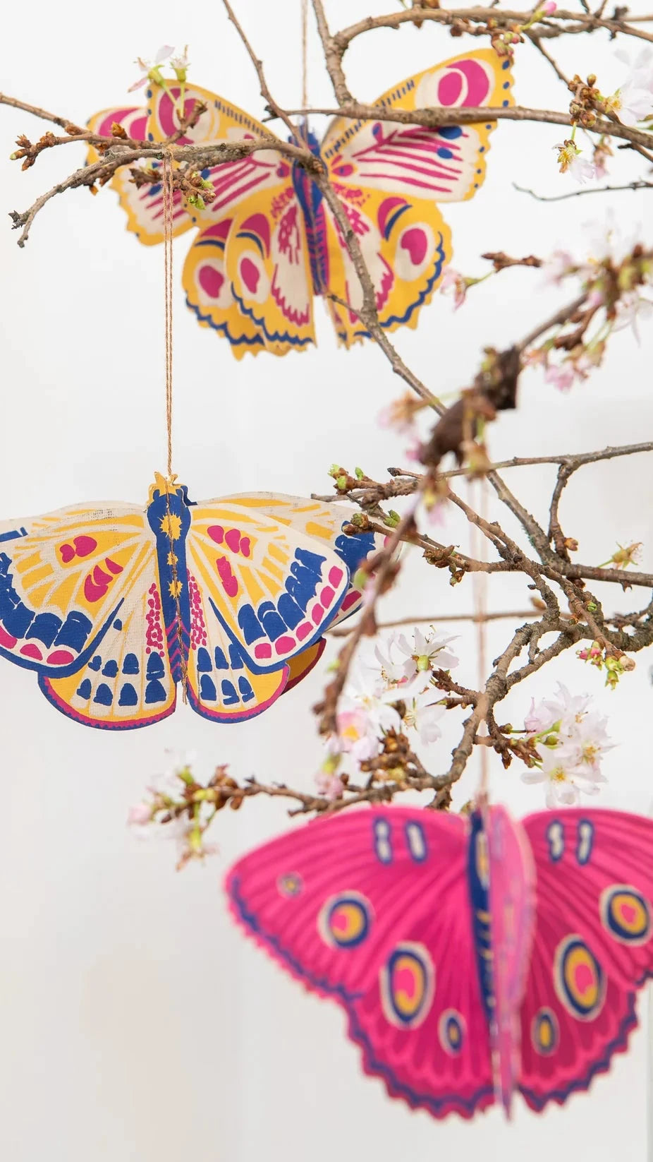 Butterflies Paper Decorations – Set of Four Handmade Ornaments