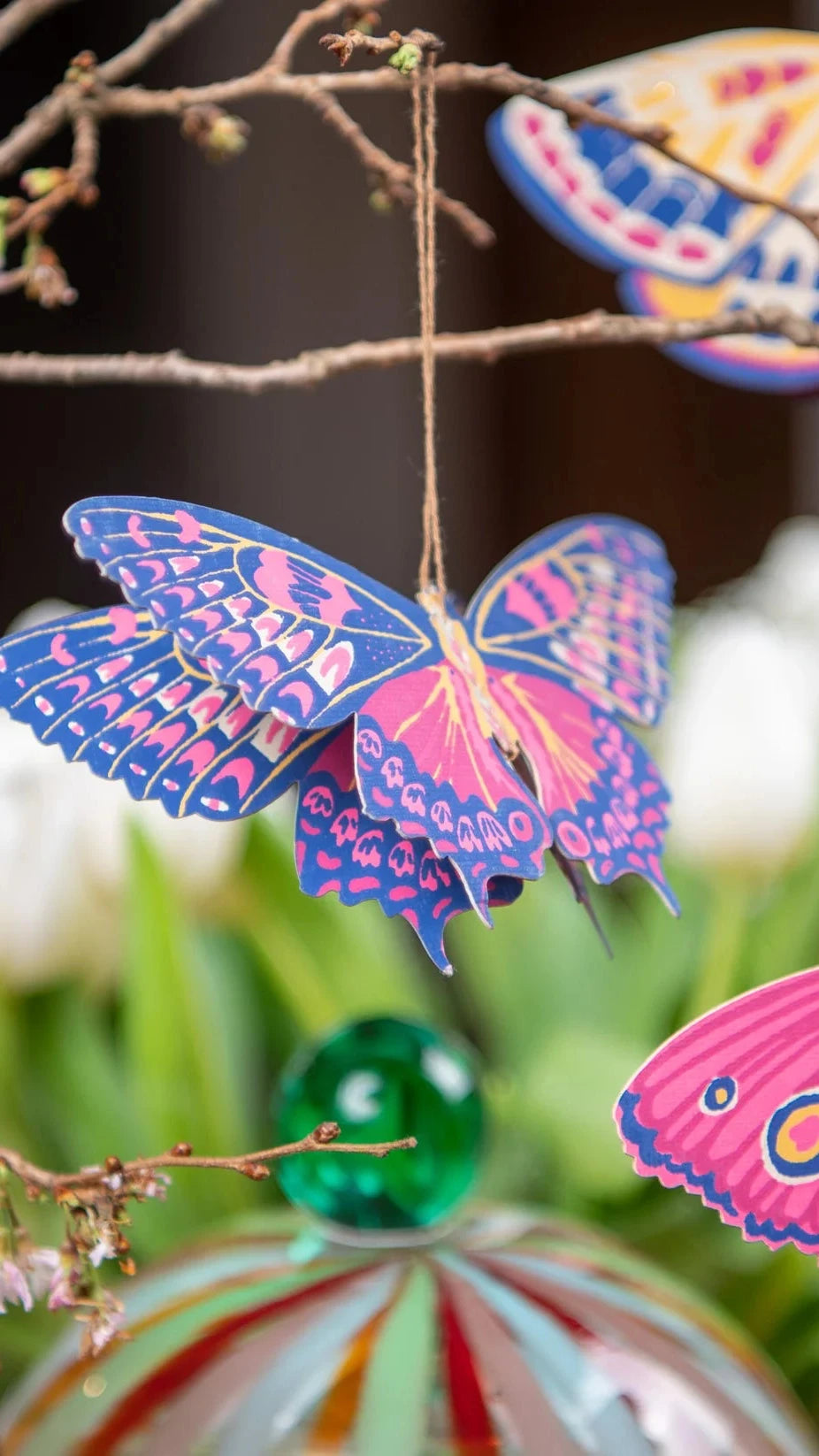 Butterflies Paper Decorations – Set of Four Handmade Ornaments