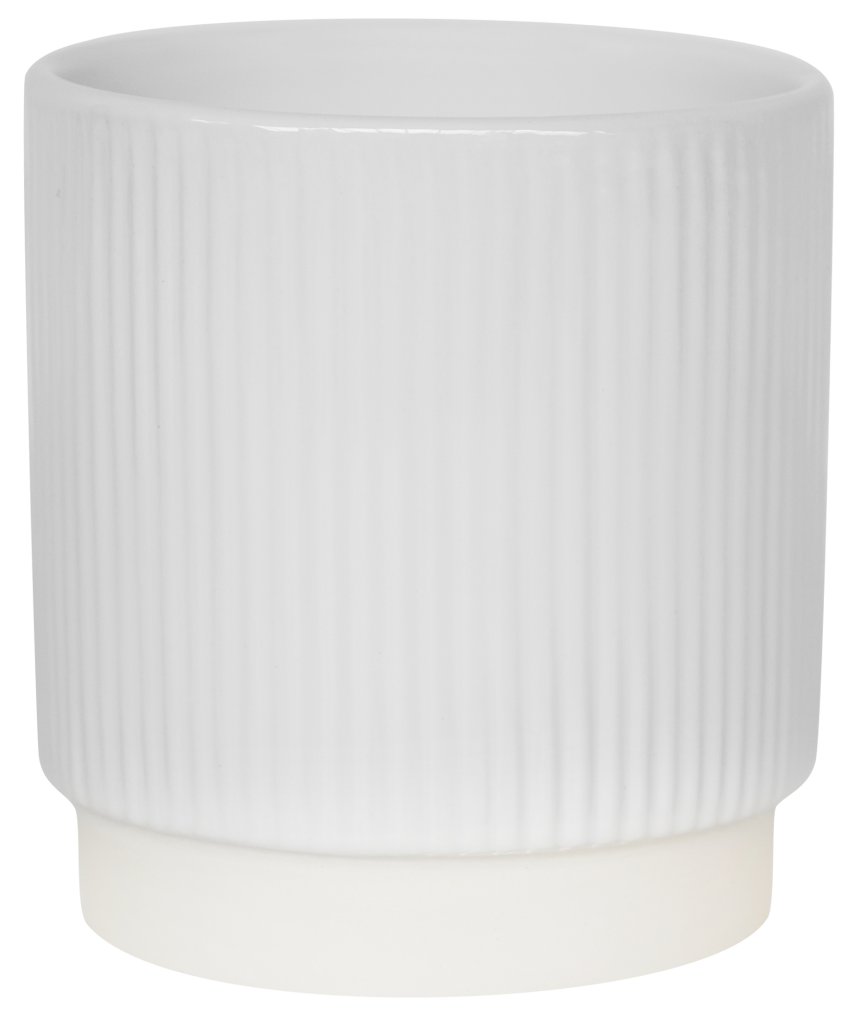 Athens Ceramic Reactive Glaze Indoor Ribbed Plant Pot White (10.5cm po ...