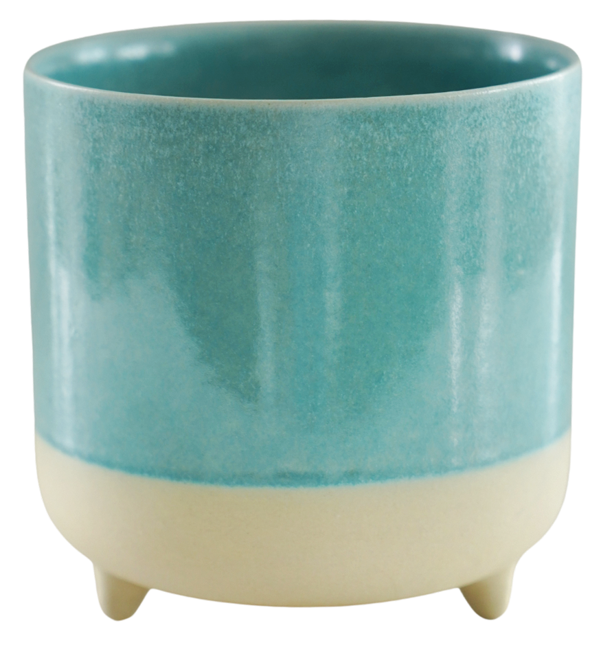 3 Leg Ceramic Reactive Glaze Indoor Plant Pot Mint Aqua (9cm pot)