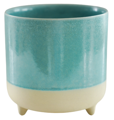 3 Leg Ceramic Reactive Glaze Indoor Plant Pot Mint Aqua (9cm pot)