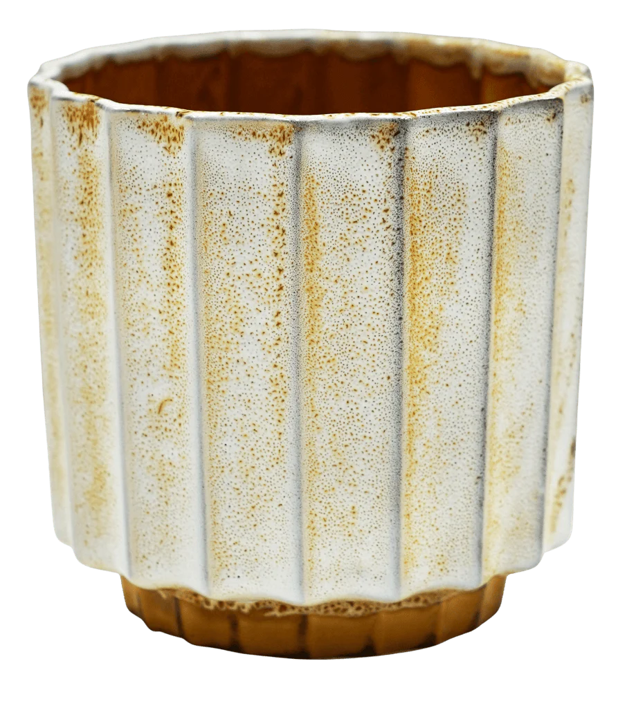 Lugano Scalloped Mustard Reactive Planter (13cm Plant Pot)