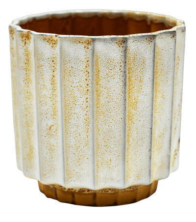 Lugano Scalloped Mustard Reactive Planter (13cm Plant Pot)