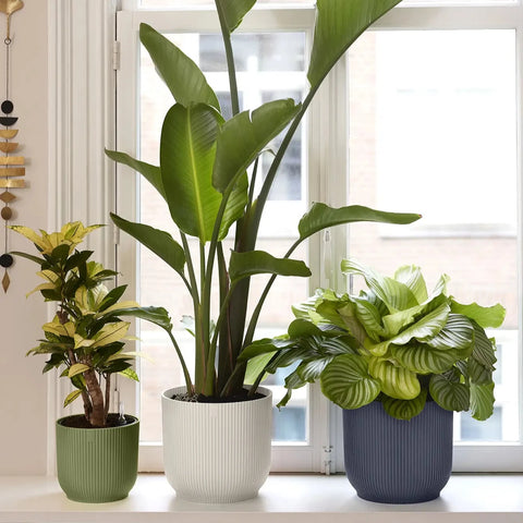 Elho Vibes Fold Round Plant Pot – 35cm Linen White