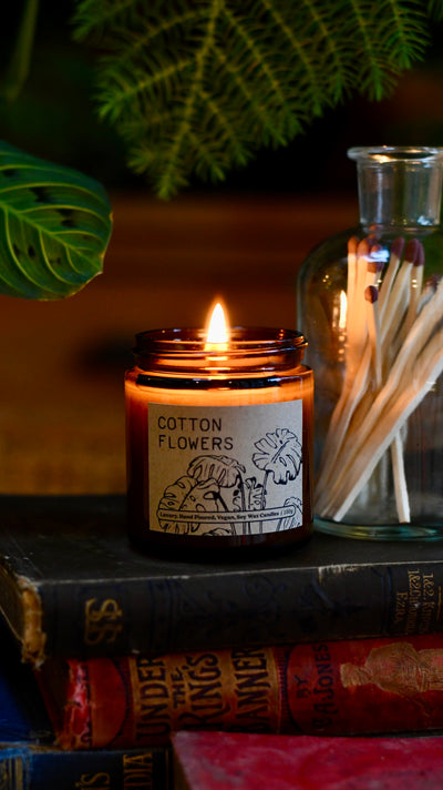 Scented Hand Poured Luxury Cotton Flowers Vegan Soya Wax Candle 100gram