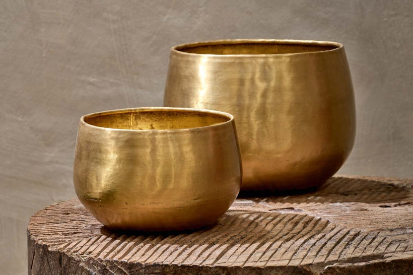 small brass plant pot Small Atsu Brass Planter