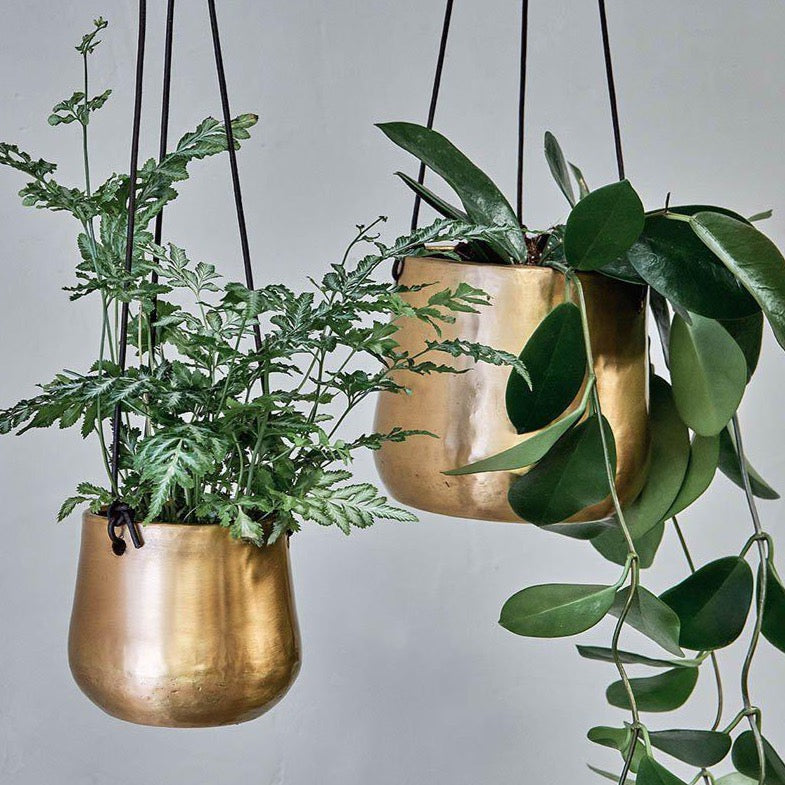 Atsu Brass Hanging Planter 10cm wide