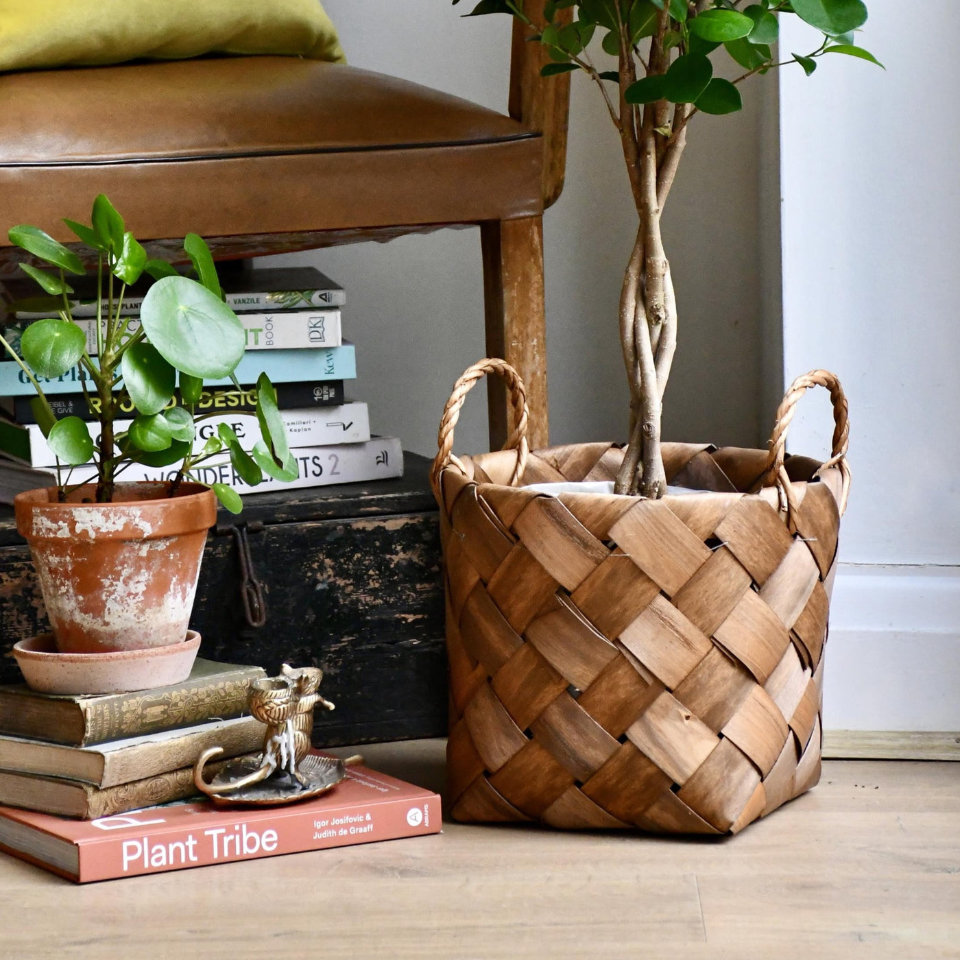 Natural Basket Planter Brown 23cm