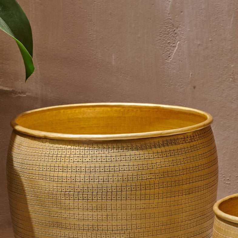 Tembesi Etched Planter Large Brass