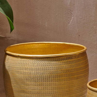 Tembesi Etched Planter Large Brass