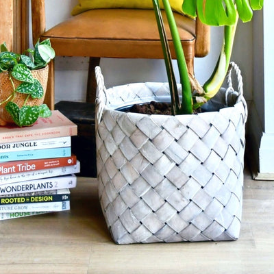 Grey Natural Basket Planter 36cm