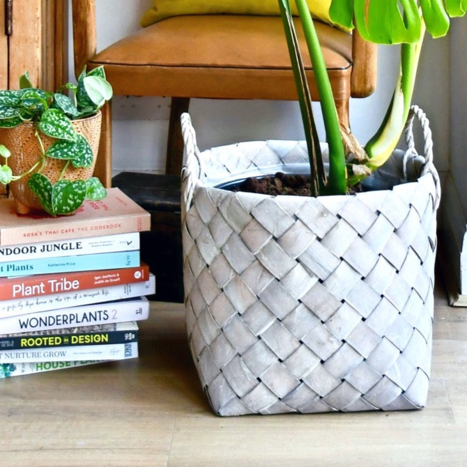 Natural Basket Planter - Grey 23cm