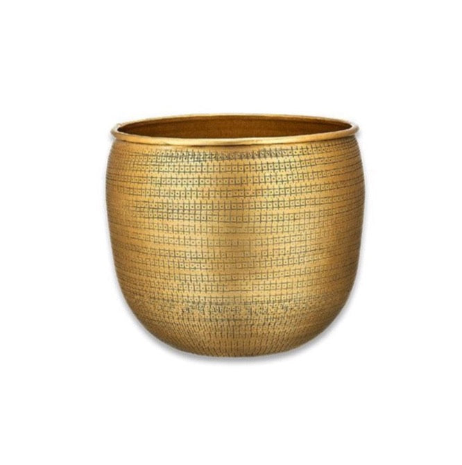 Tembesi Etched Planter medium brass