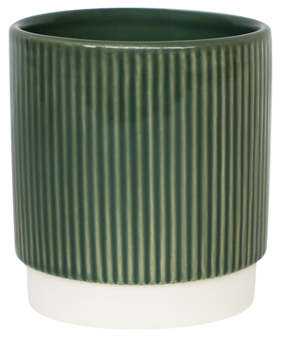 Athens Ceramic Reactive Glaze Indoor Ribbed Plant Pot Green (10.5cm pot)