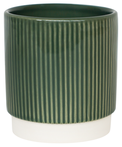 Athens Ceramic Reactive Glaze Indoor Ribbed Plant Pot Green (13cm pot)