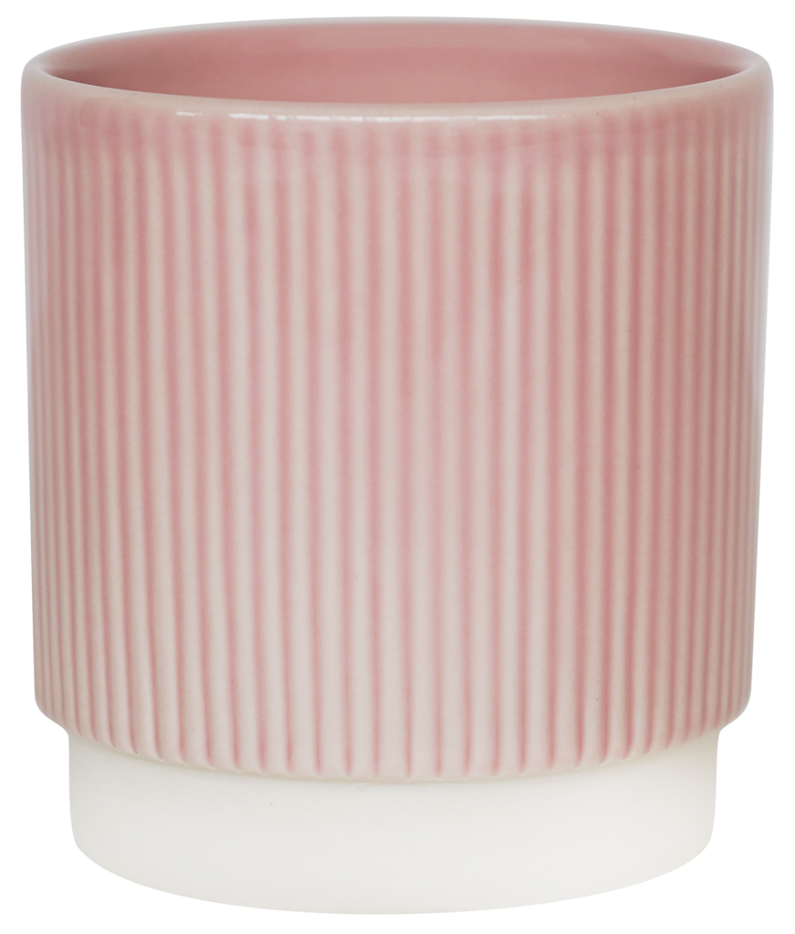 Athens Ceramic Reactive Glaze Indoor Ribbed Plant Pot Pink (10.5cm pot)