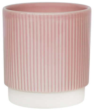 Athens Ceramic Reactive Glaze Indoor Ribbed Plant Pot Pink (10.5cm pot)