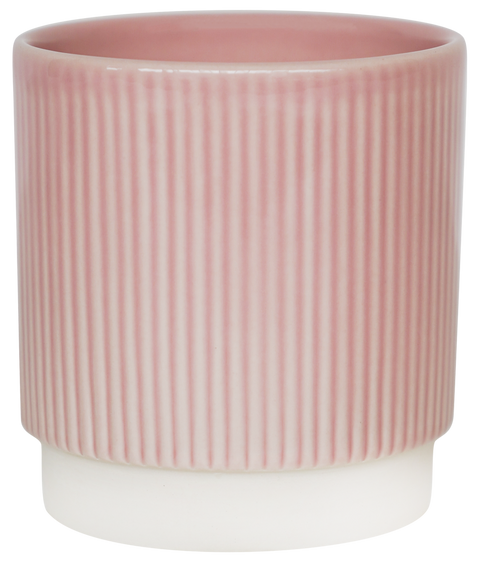 Athens Ceramic Reactive Glaze Indoor Ribbed Plant Pot Pink (13cm pot)